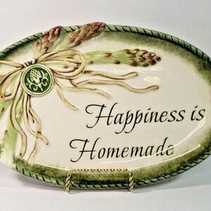 Fitz And Floyd Giardino "Happiness is Homemade " Asparagus Dish Tray Platter